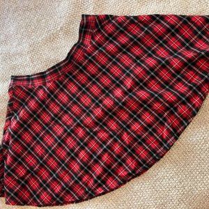 Red and Black Plaid Circle Skirt